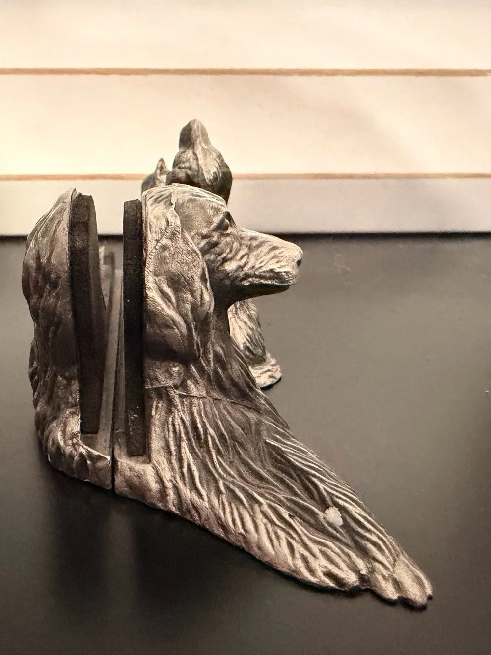 Vintage Pewter Sporting Dogs Business Card Holder & Photo Stand